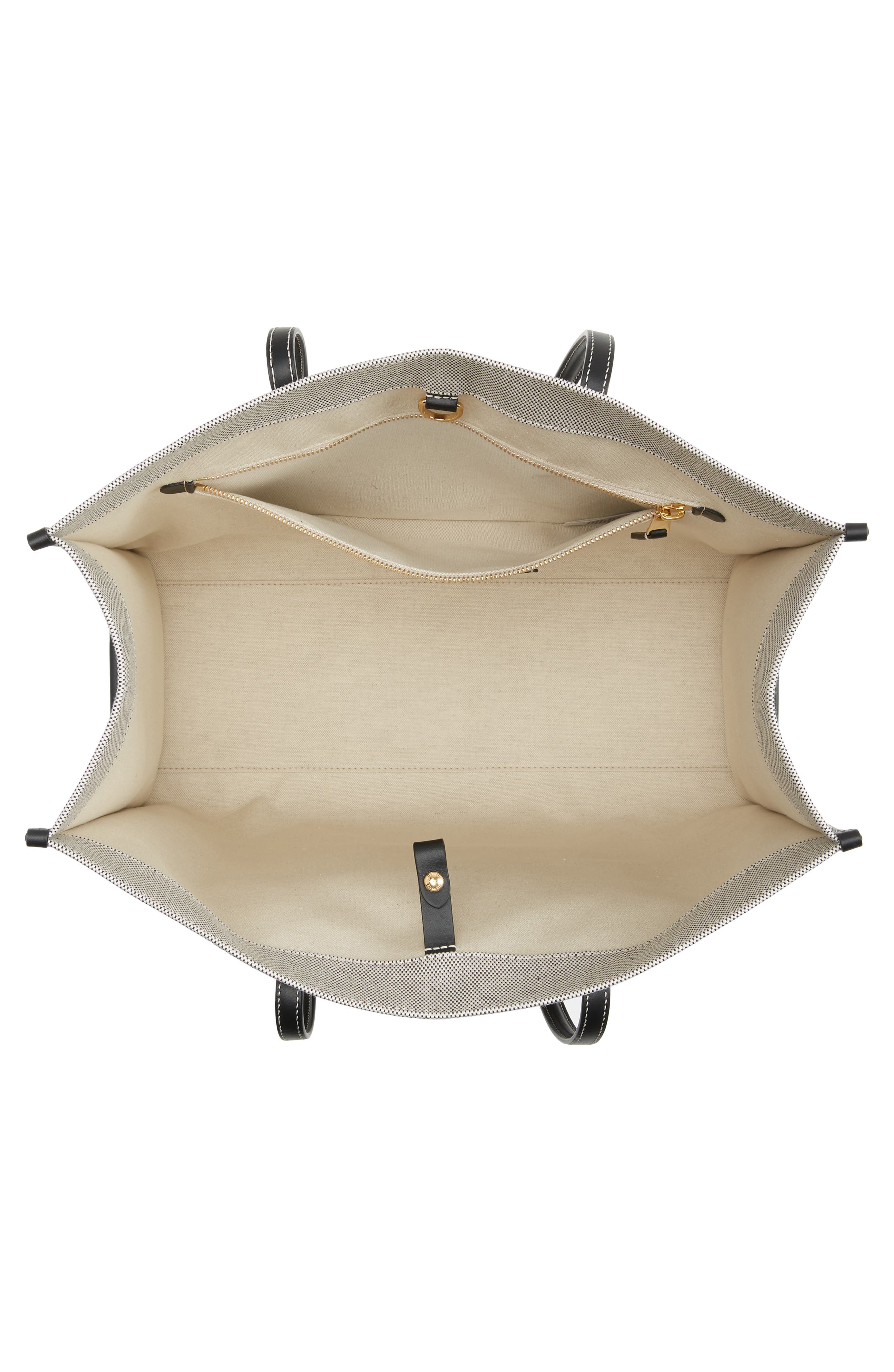 Burberry Medium Freya Horseferry Logo Canvas & Leather Tote, Alternate, color, 