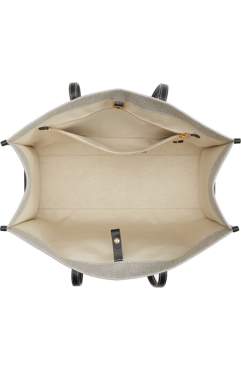 Burberry Medium Freya Horseferry Logo Canvas & Leather Tote, Alternate, color,