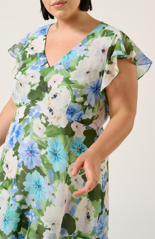 Estelle Aqua Floral A-line Dress