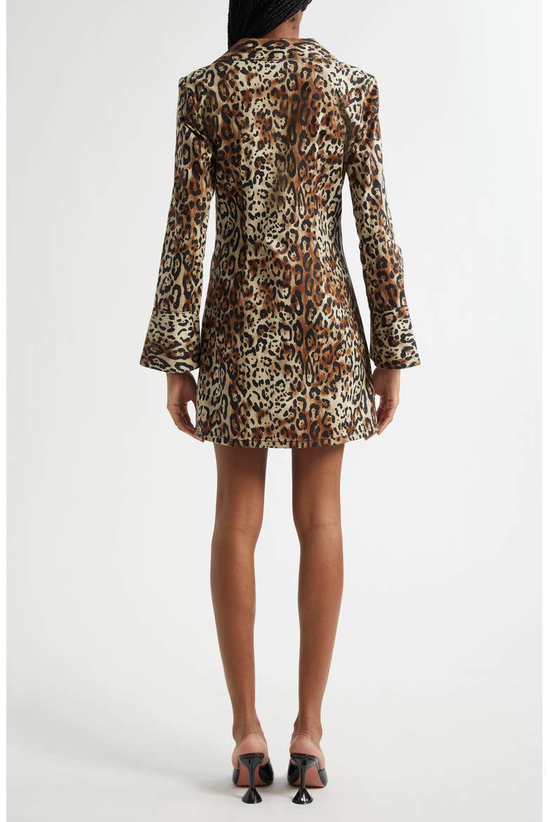 Leopard Print Long Sleeve Denim Dress, Alternate, color, BLACK/ SAHARA