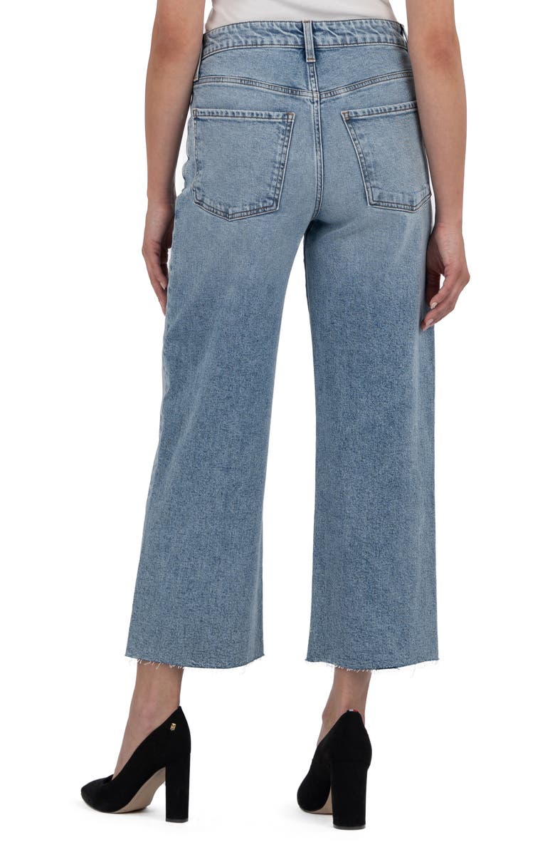 KUT from the Kloth Gwen High Waist Raw Hem Crop Wide Leg Jeans, Alternate, color, Acute