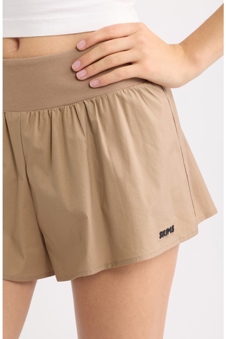 Woven Stretch Cotton Flutter Shorts, Alternate, color, DESERT