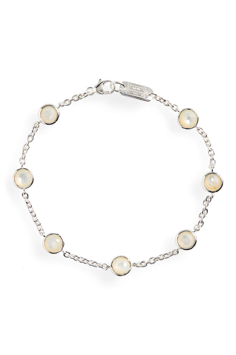 Lollipop Mother-of-Pearl Station Bracelet, Main, color, SILVER