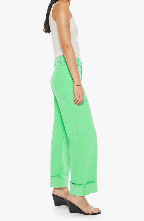 Mother Smoothie Carpenter Sneak Ankle Wide Leg Jeans In Green