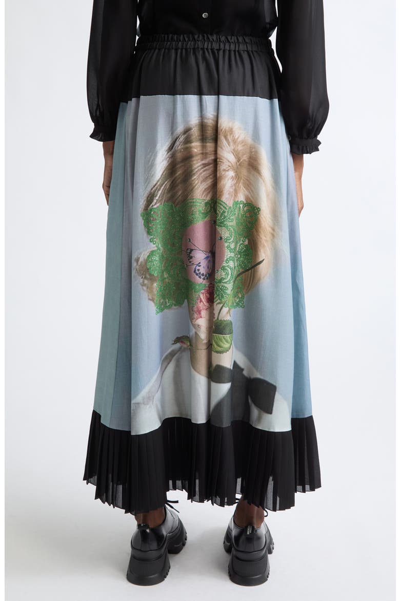 Printed Cotton Blend Skirt, Alternate, color, BLACK