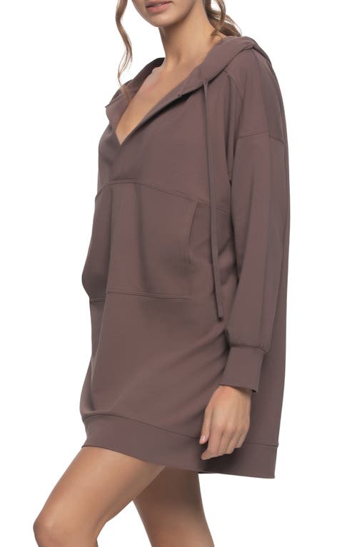 Felina Kimora Long Sleeve Sweatshirt Lounge Dress In Brown