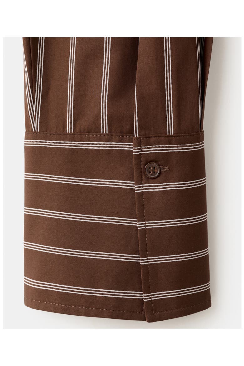 Stripe Cotton Button-Up Shirt, Alternate, color, BROWN
