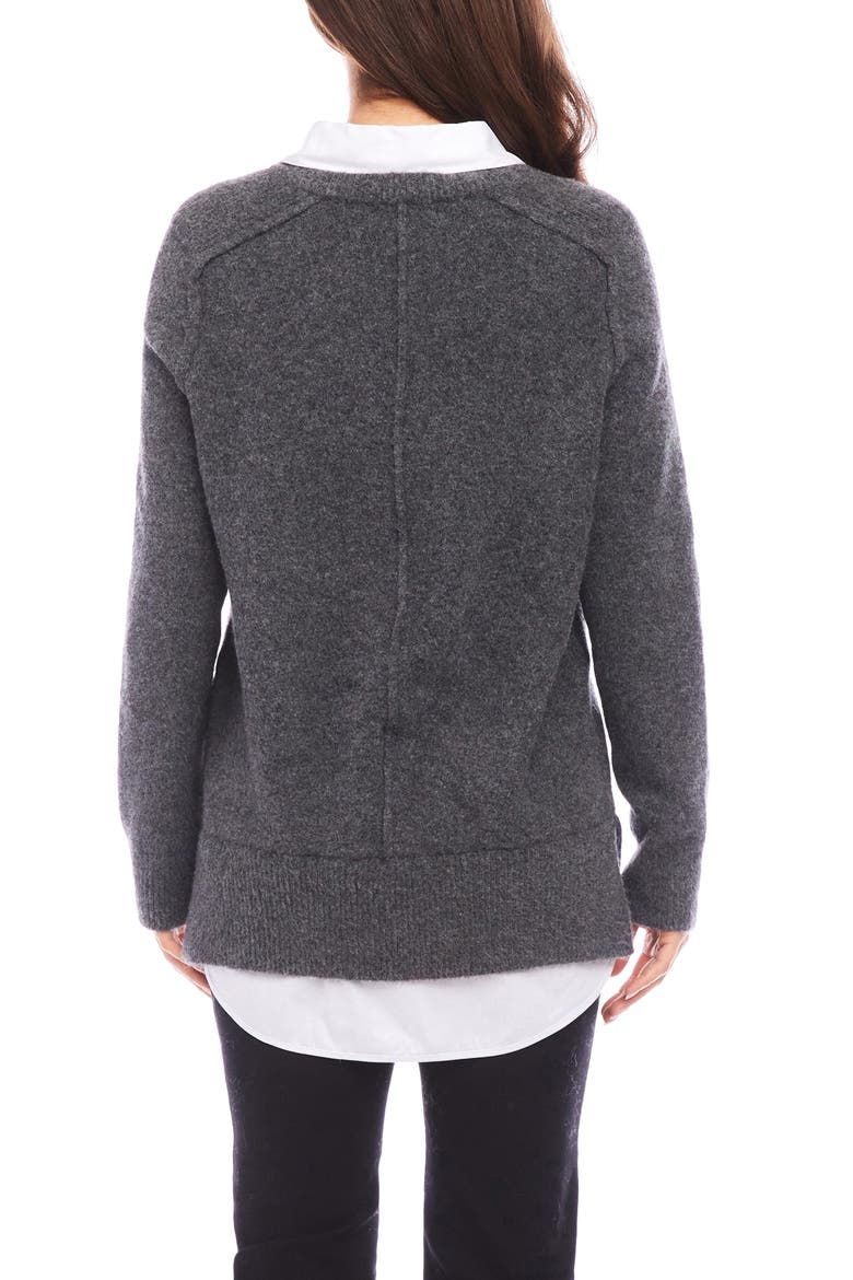 Mixed Media Layered Sweater, Alternate, color, GRAY