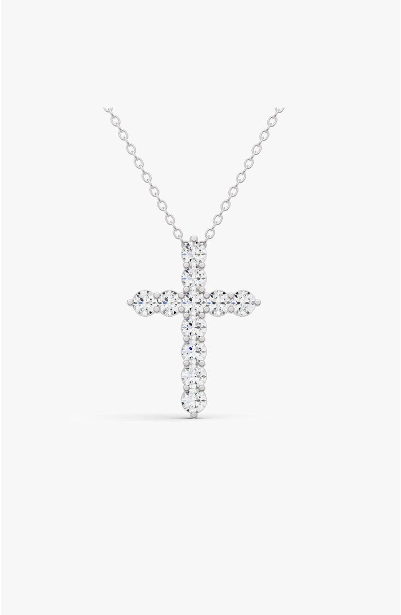 SEREIA OFFICIAL 14K Gold 0.75 ct Cross Pendant Necklace With Lab Diamonds, Main, color, White Gold