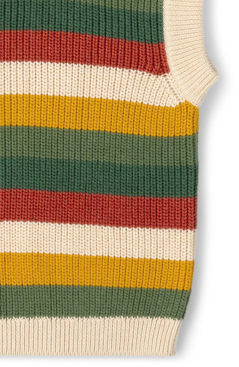 Little Green Radicals Kids' Stripe Sleeveless Organic Cotton Sweater, Alternate, color, Beige Multi