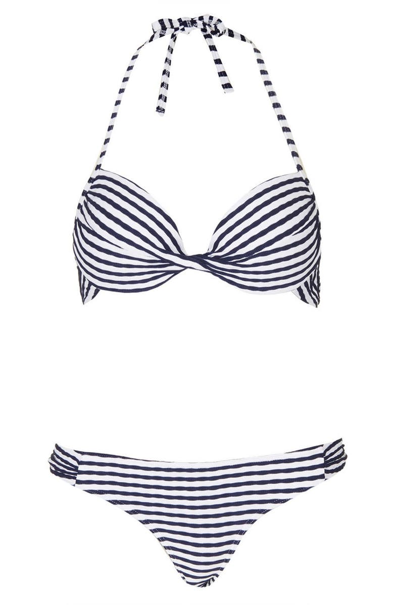 Topshop Stripe Textured Bikini, Main, color, 