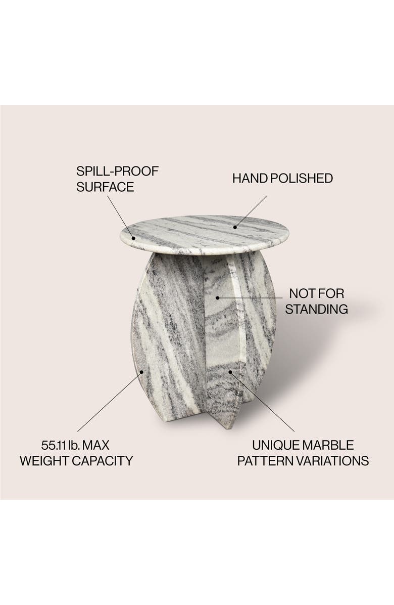 JONATHAN Y Venus 17.5" Contemporary Natural Marble Handmade X-Shaped End Table, Alternate, color, Gray/Black