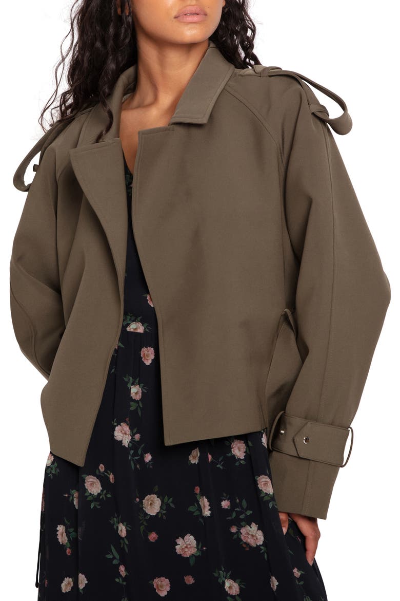 Fast Car Crop Trench Coat, Alternate, color, MILITARY