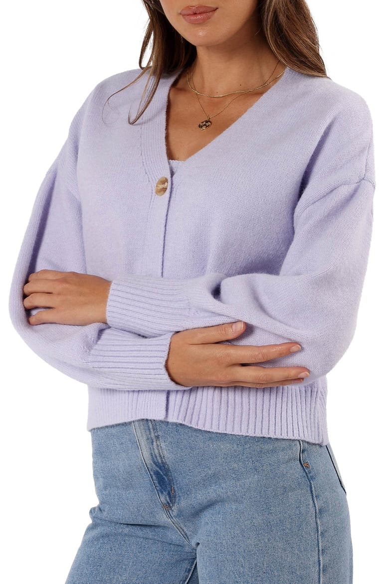 Isabel V-Neck Cardigan, Alternate, color, LIGHT/PASTEL PURPLE