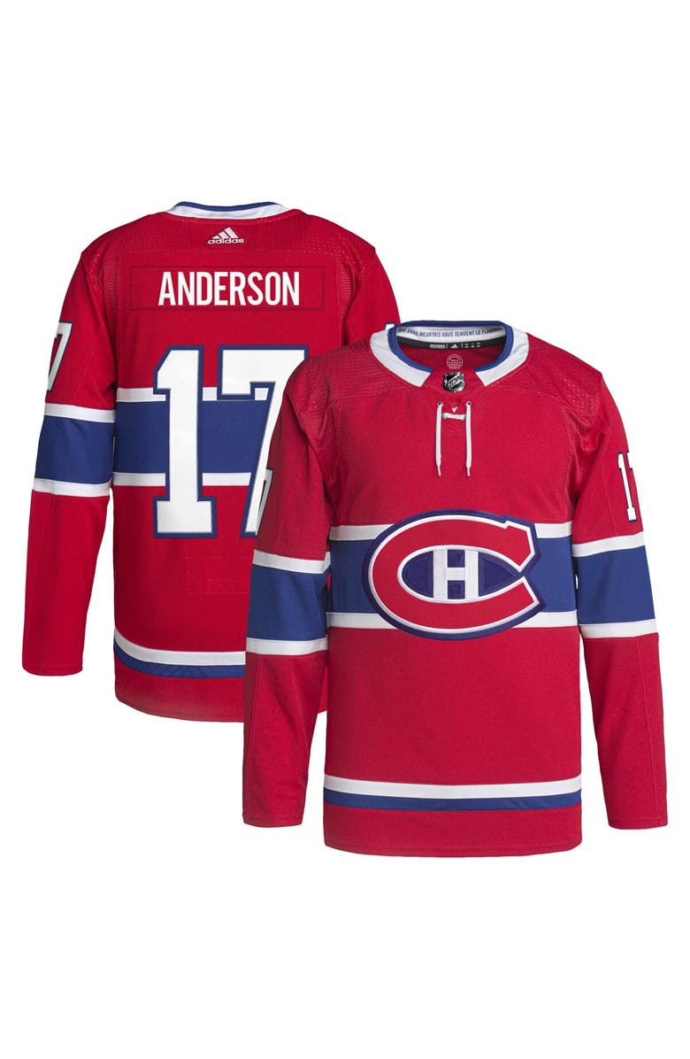 adidas Men's adidas Josh Anderson Red Montreal Canadiens Home Primegreen Authentic Player Jersey, Main, color,