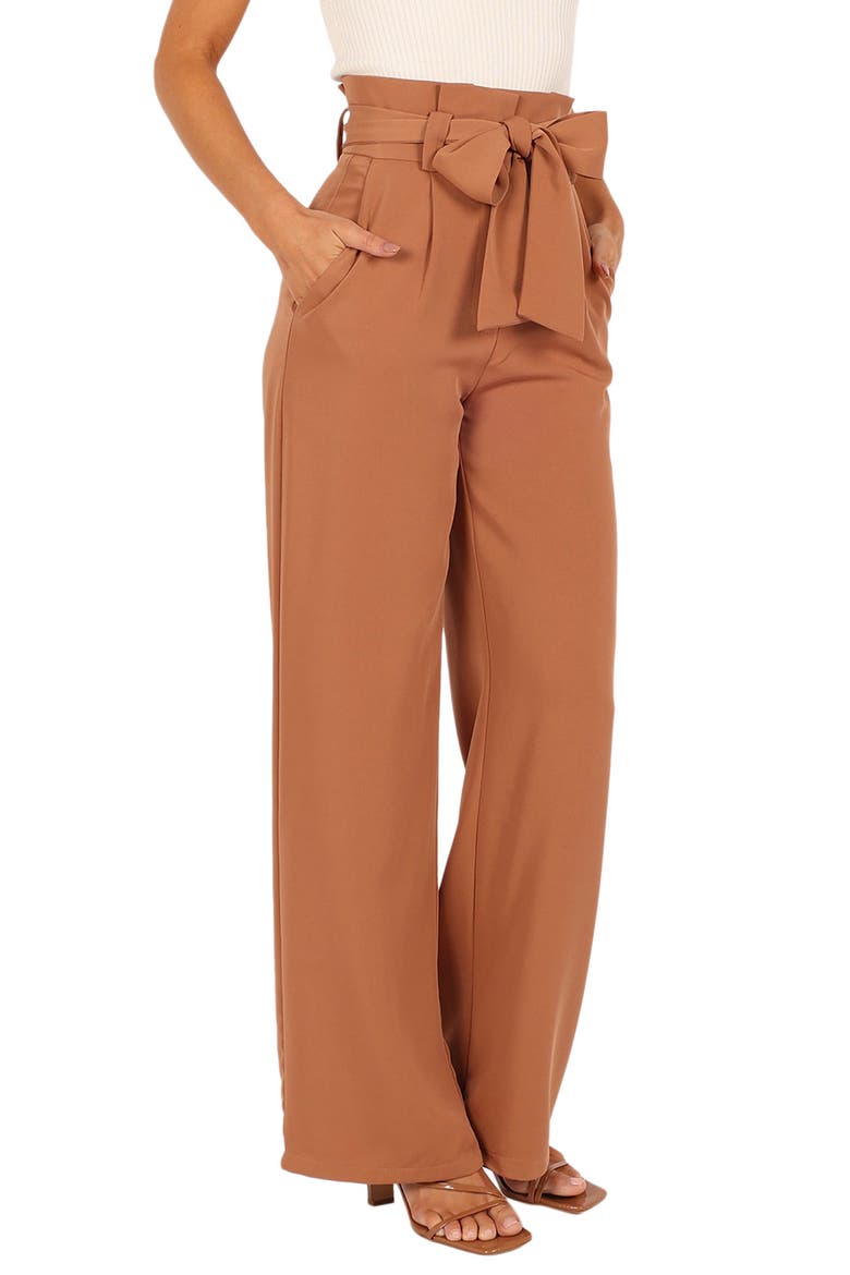 Kieran Tie Waist Wide Leg Pants, Alternate, color, TAN