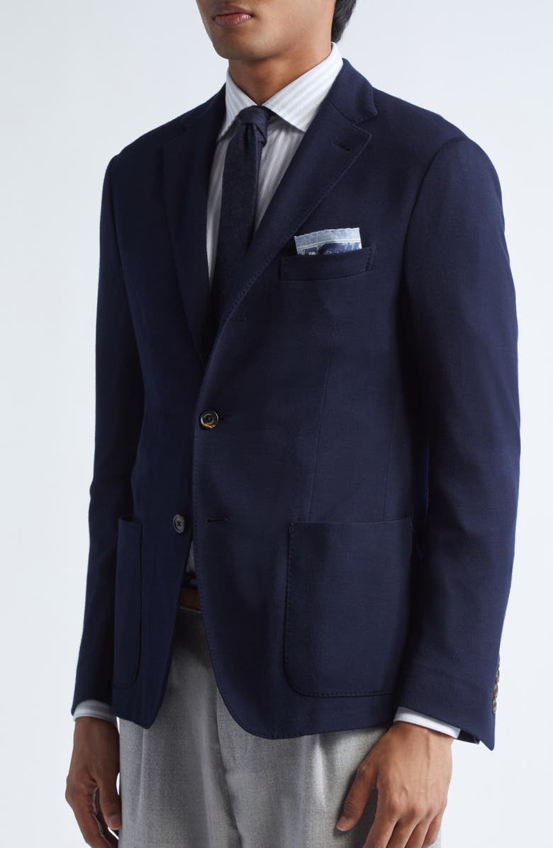 Eleventy Single Breasted Soft Wool Jacket, Alternate, color, 11 Navy