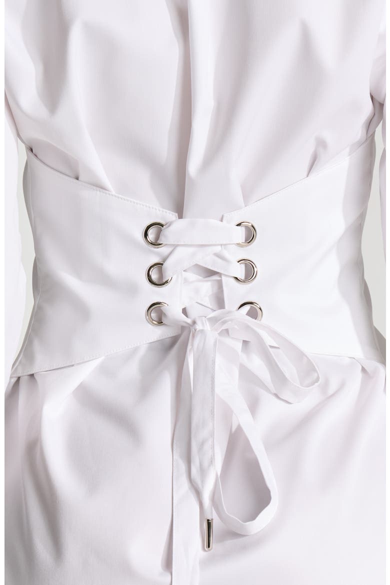 Long Sleeve Corset Mini Shirtdress, Alternate, color, WHITE