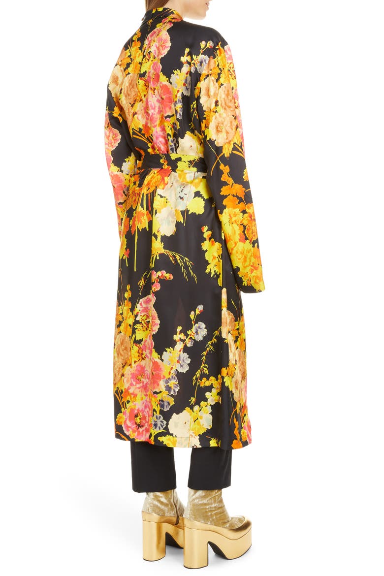 Floral Wrap Long Sleeve Dress, Alternate, color, BLACK