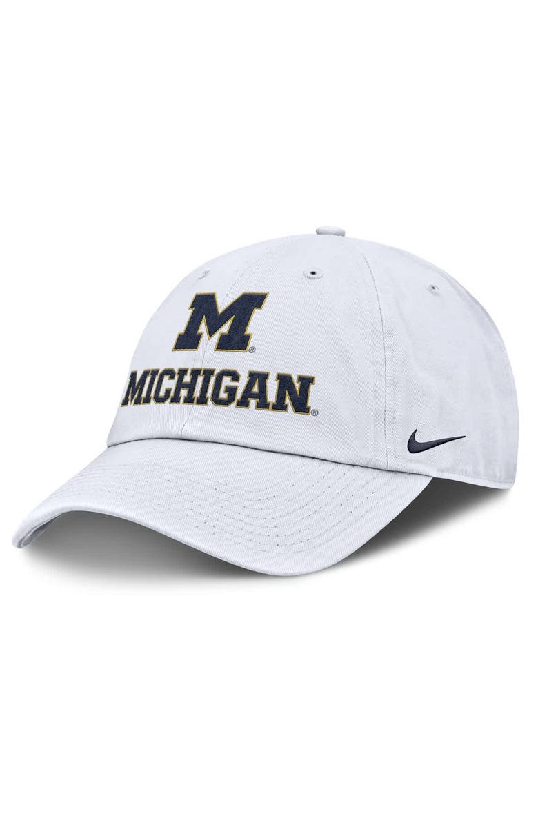 Nike Men's Nike White Michigan Wolverines 2025 Sideline Club Adjustable Hat, Main, color, 
