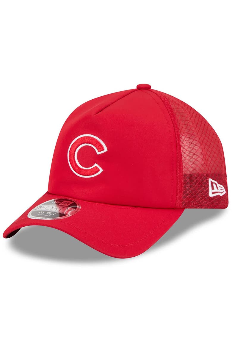 Men's New Era Red Chicago Cubs 2026 Batting Practice Apex 9FORTY Adjustable Trucker Hat, Main, color, Red