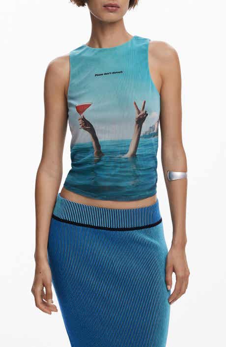 Desigual Crop Mesh Tank Top