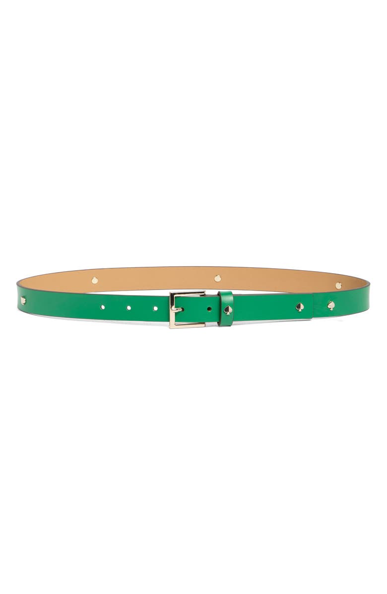 Kate Spade New York 25mm spade stud belt, Main, color, Forest Glen
