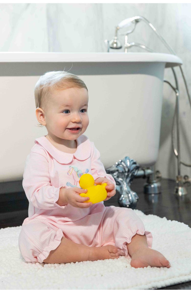 Florence Eiseman Stripe Knit Longall With Rocking Horse, Alternate, color, Pink, White