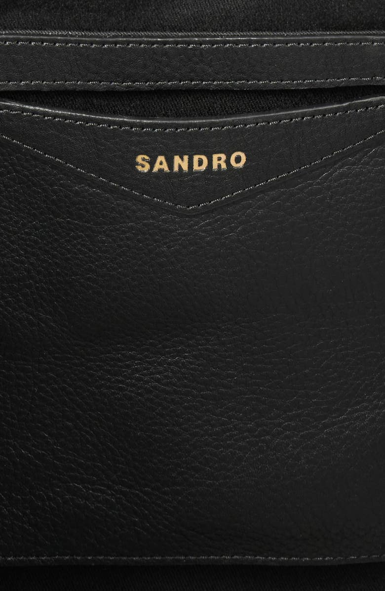 SANDRO Soft leather tote bag, Alternate, color, Black