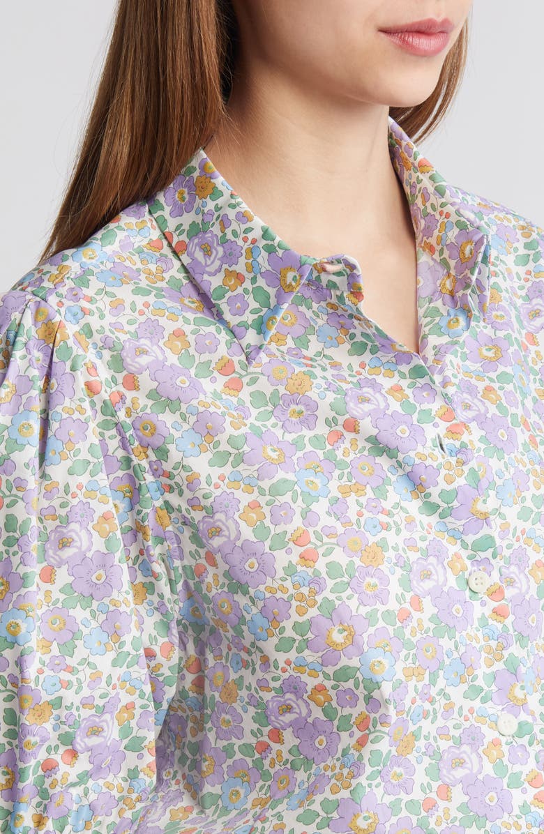 Liberty London Floral Puff Sleeve Cotton Shirt, Alternate, color, 
