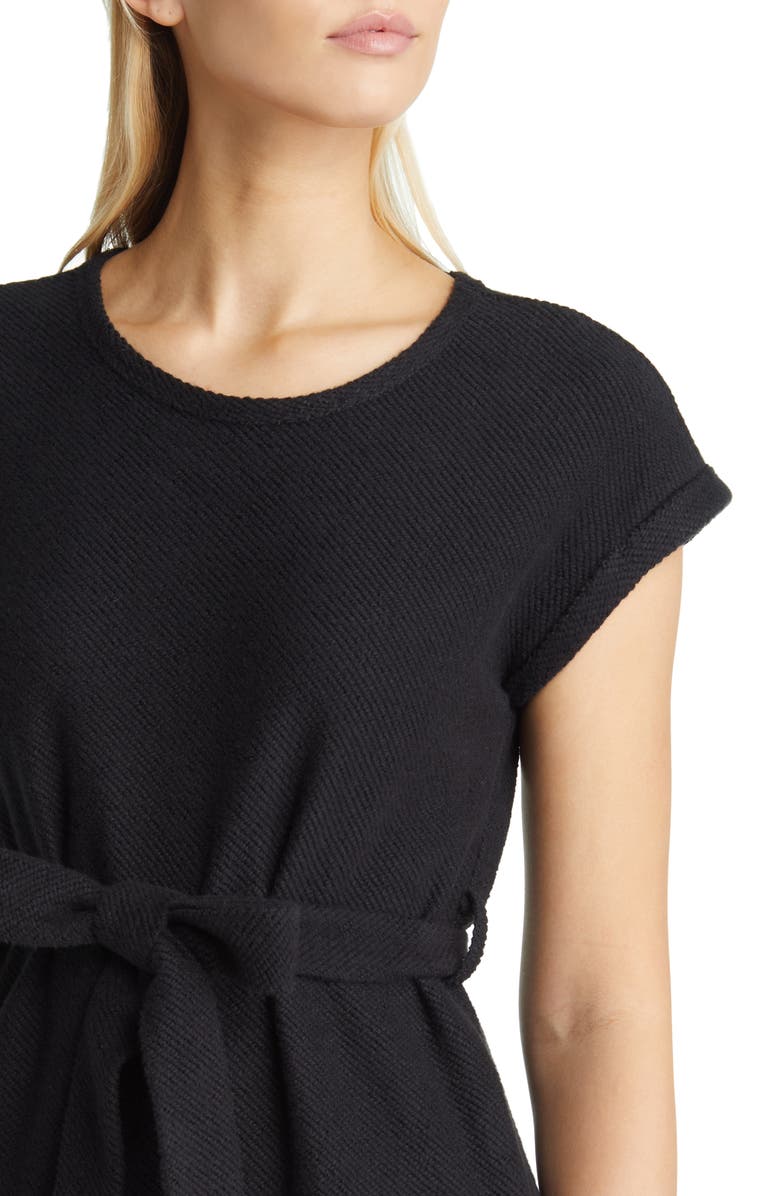 Caslon<sup>®</sup> Textured Knit Tie Waist Cotton Blend Midi Dress, Alternate, color,