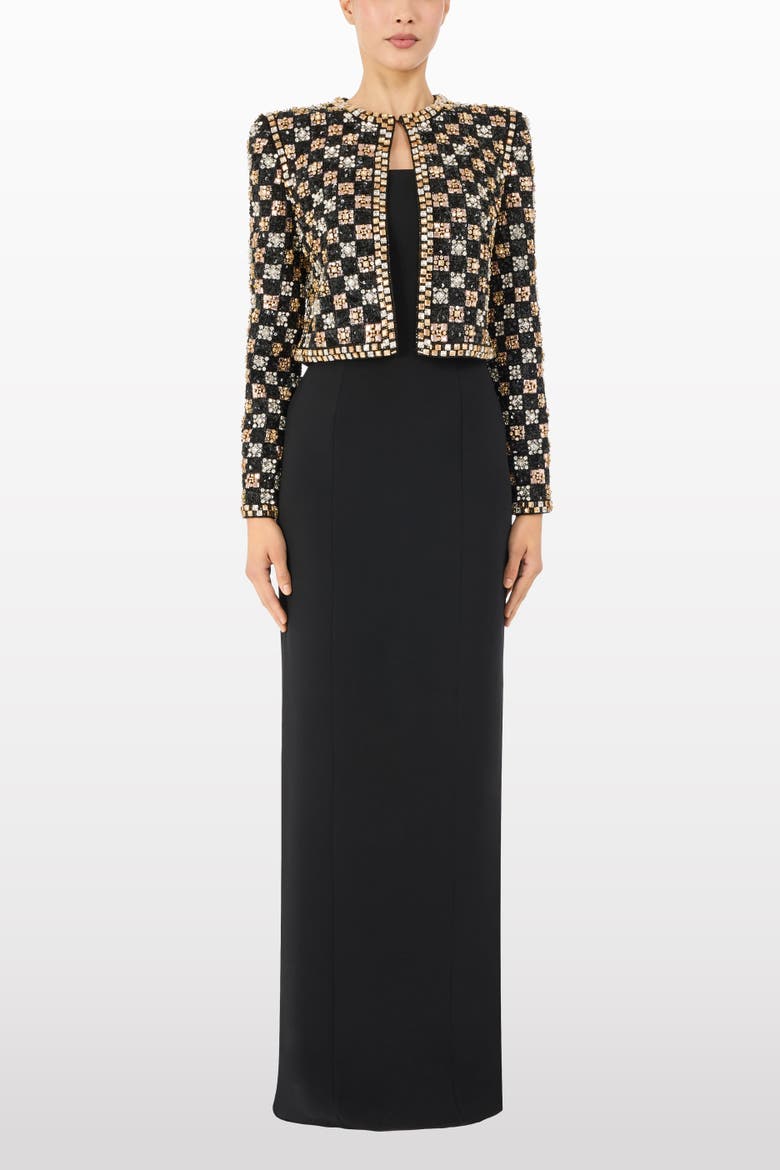 Dahlia Crystal-Embellished Jacket, Main, color, Liquorice