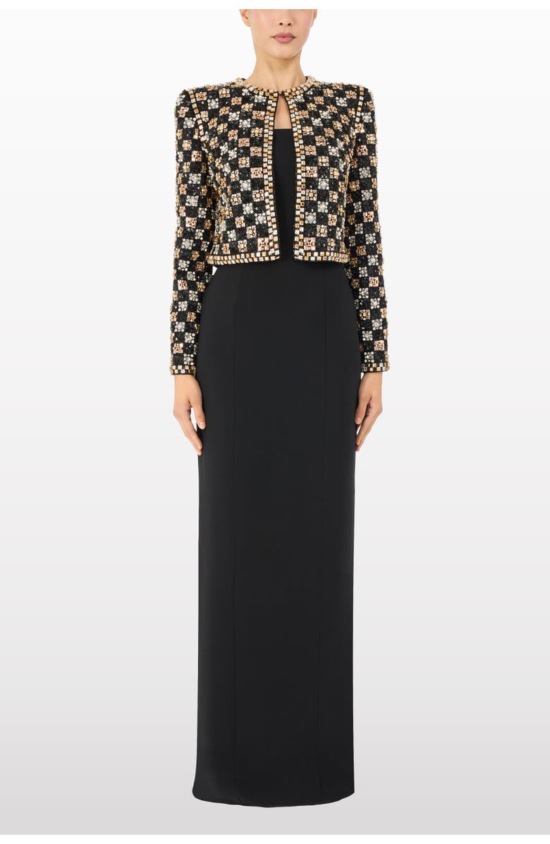 Jenny Packham Dahlia Crystal-Embellished Jacket, Alternate, color, Liquorice
