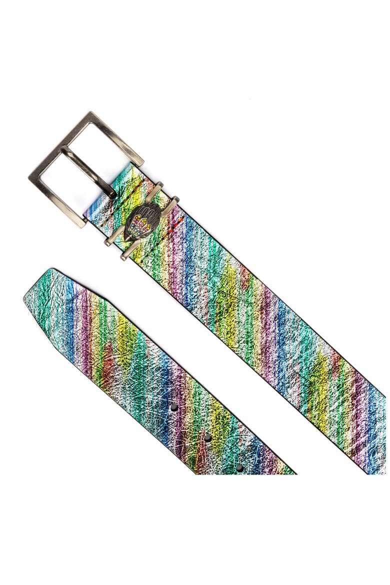 Metallic Rainbow Eagle Leather Belt, Alternate, color, METALLIC RAINBOW