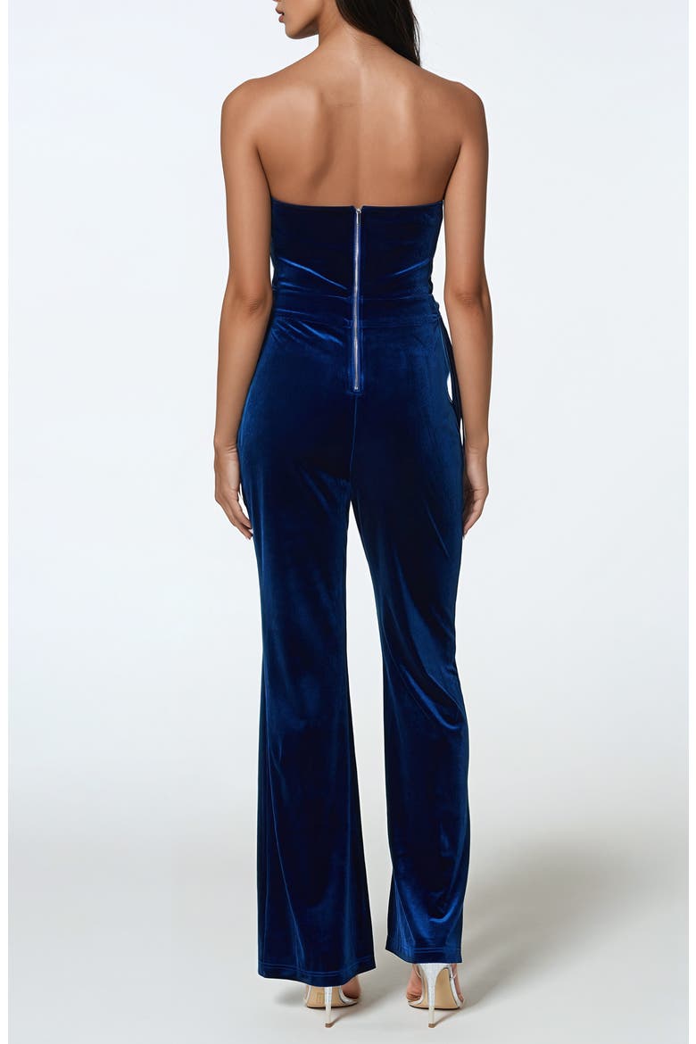 Strapless Velvet Jumpsuit, Alternate, color, SAPPHIRE