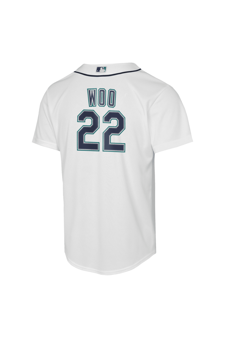 Youth Nike Bryan Woo White Seattle Mariners Home Baseline Jersey, Alternate, color, White