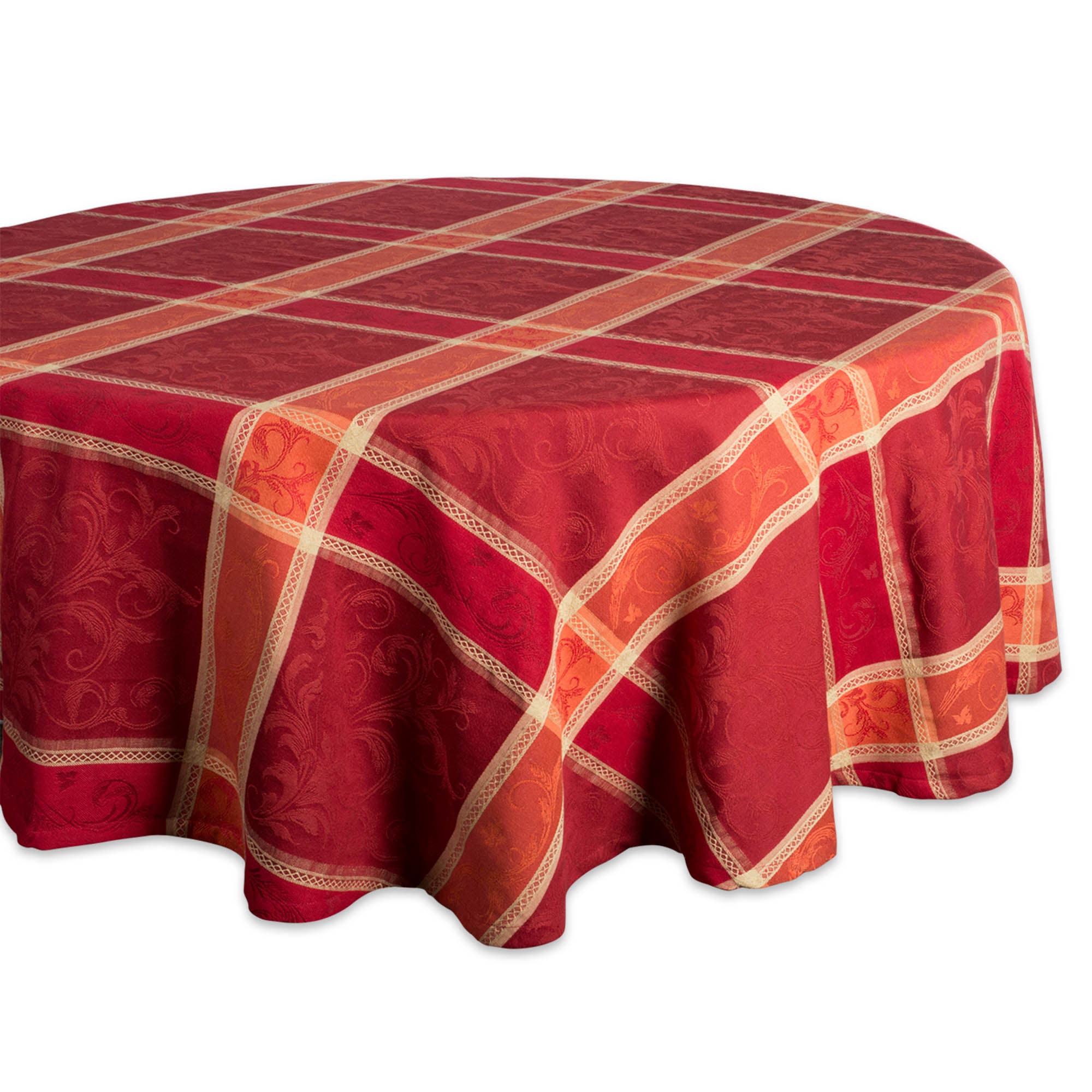 Dii Harvest Wheat Jacquard Tablecloth 70 Round In Red