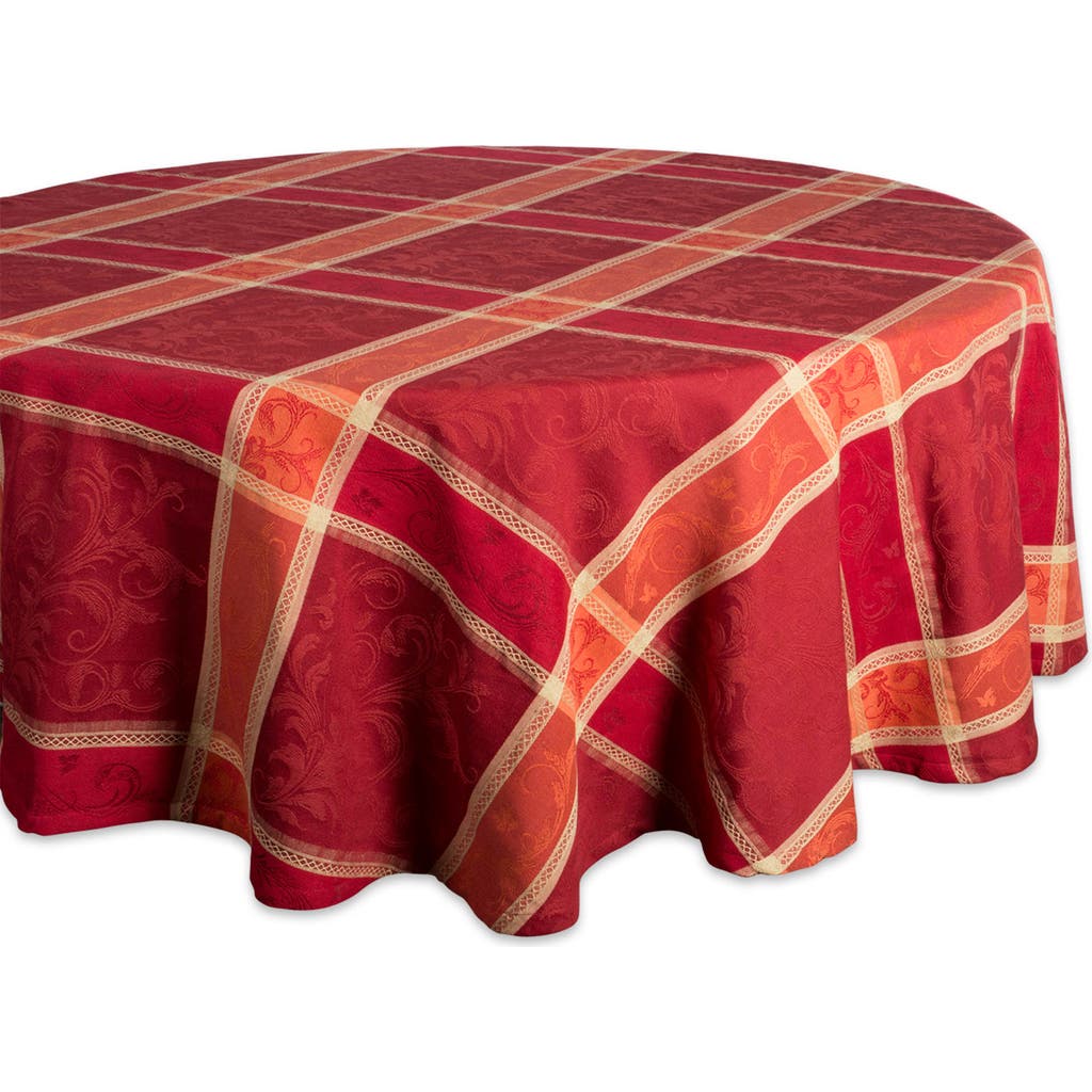 Dii Harvest Wheat Jacquard Tablecloth 70 Round In Red
