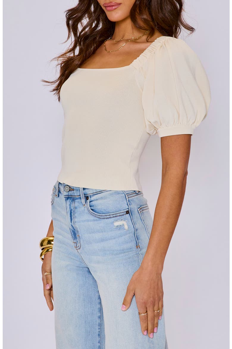 Lila Puff Sleeve Knit Top, Alternate, color, CREAM