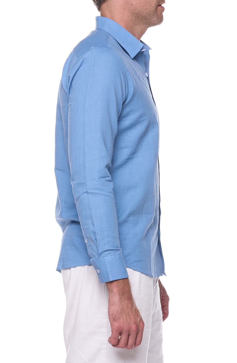RANEES Linen Sport Shirt, Alternate, color, Oxford Blue