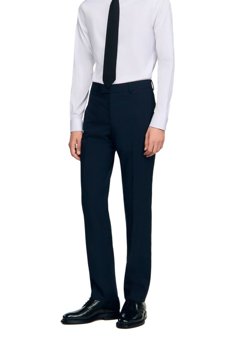 Wool suit trousers, Main, color, Navy blue