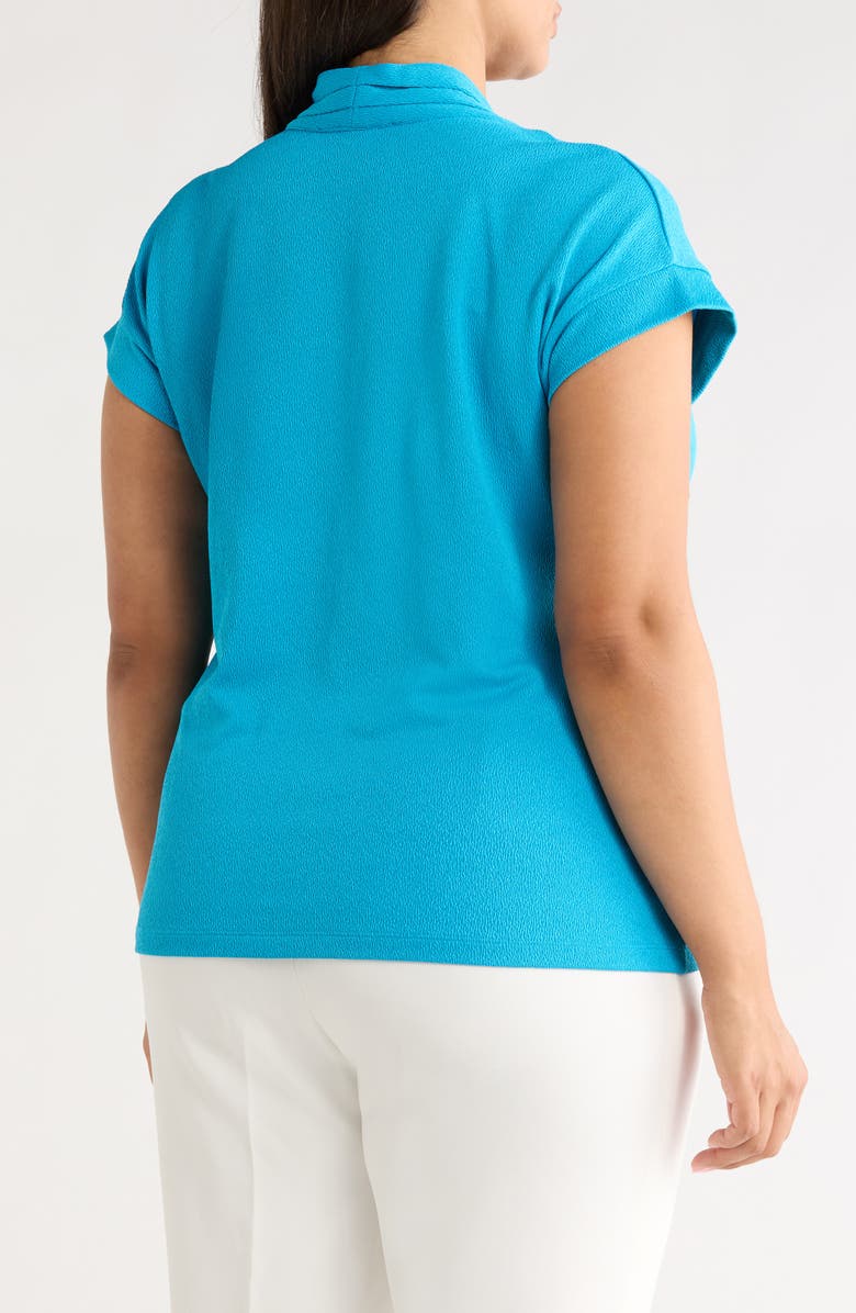KASPER V-Neck Stretch Crepe Top, Alternate, color, Bright Azul