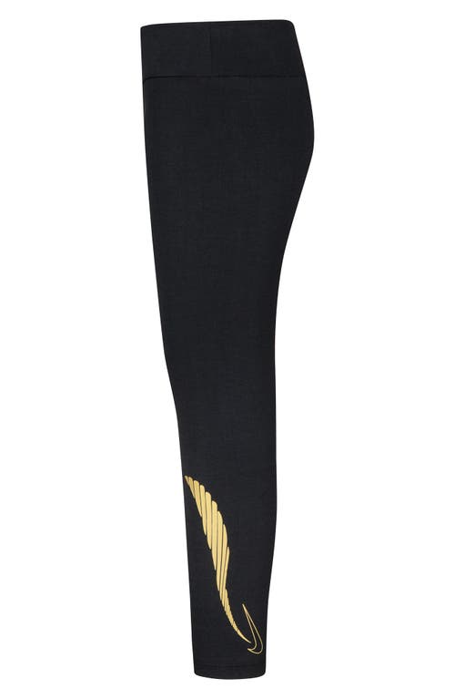 Nike Kids' Sportswear Shine Swoosh Leggings In Black