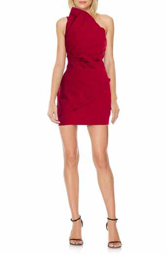 Jewel Badgley Mischka Fan One-Shoulder Minidress