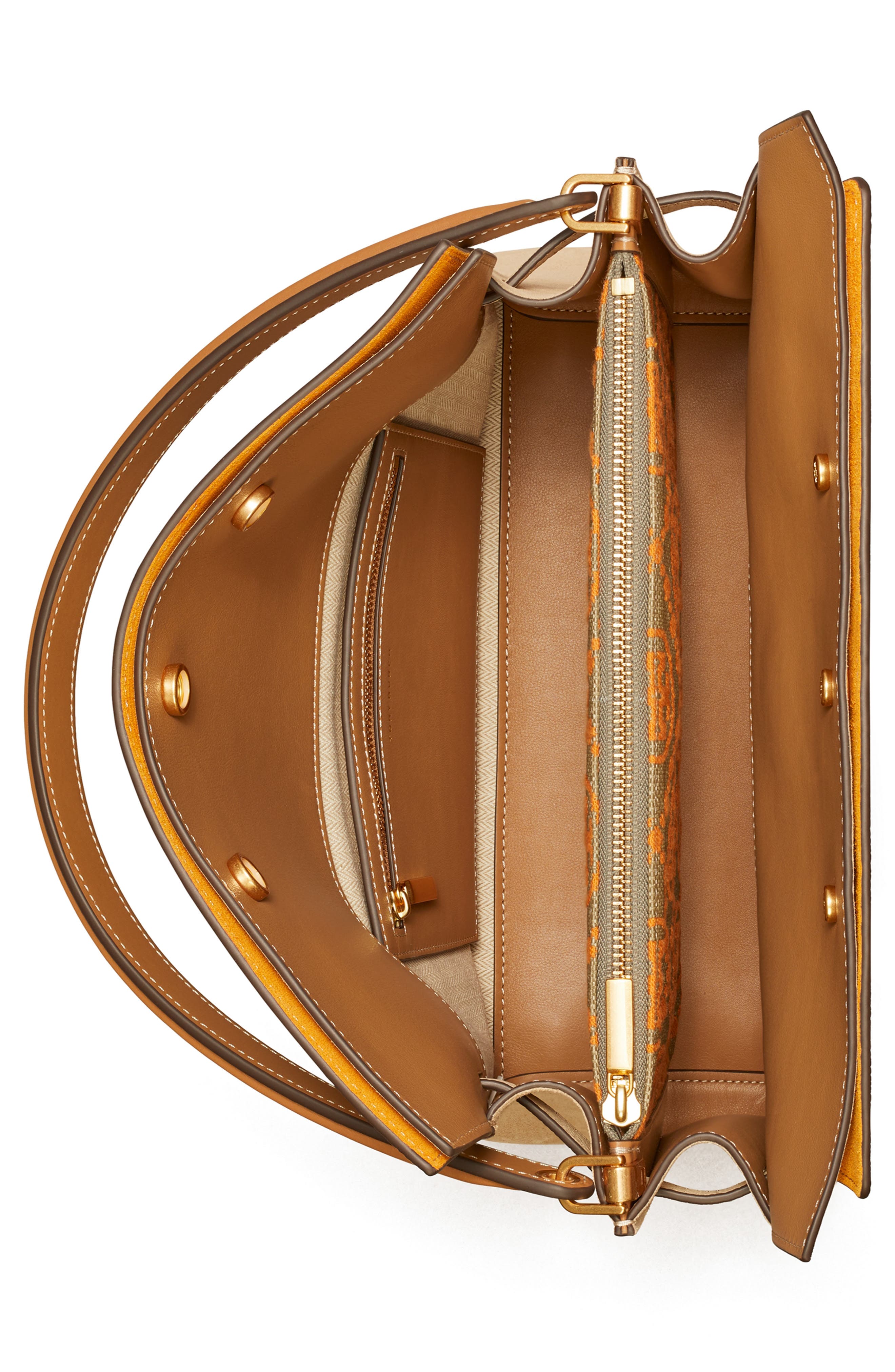 Tory Burch Lee Radziwill Pebble Leather Double Bag, Alternate, color, 