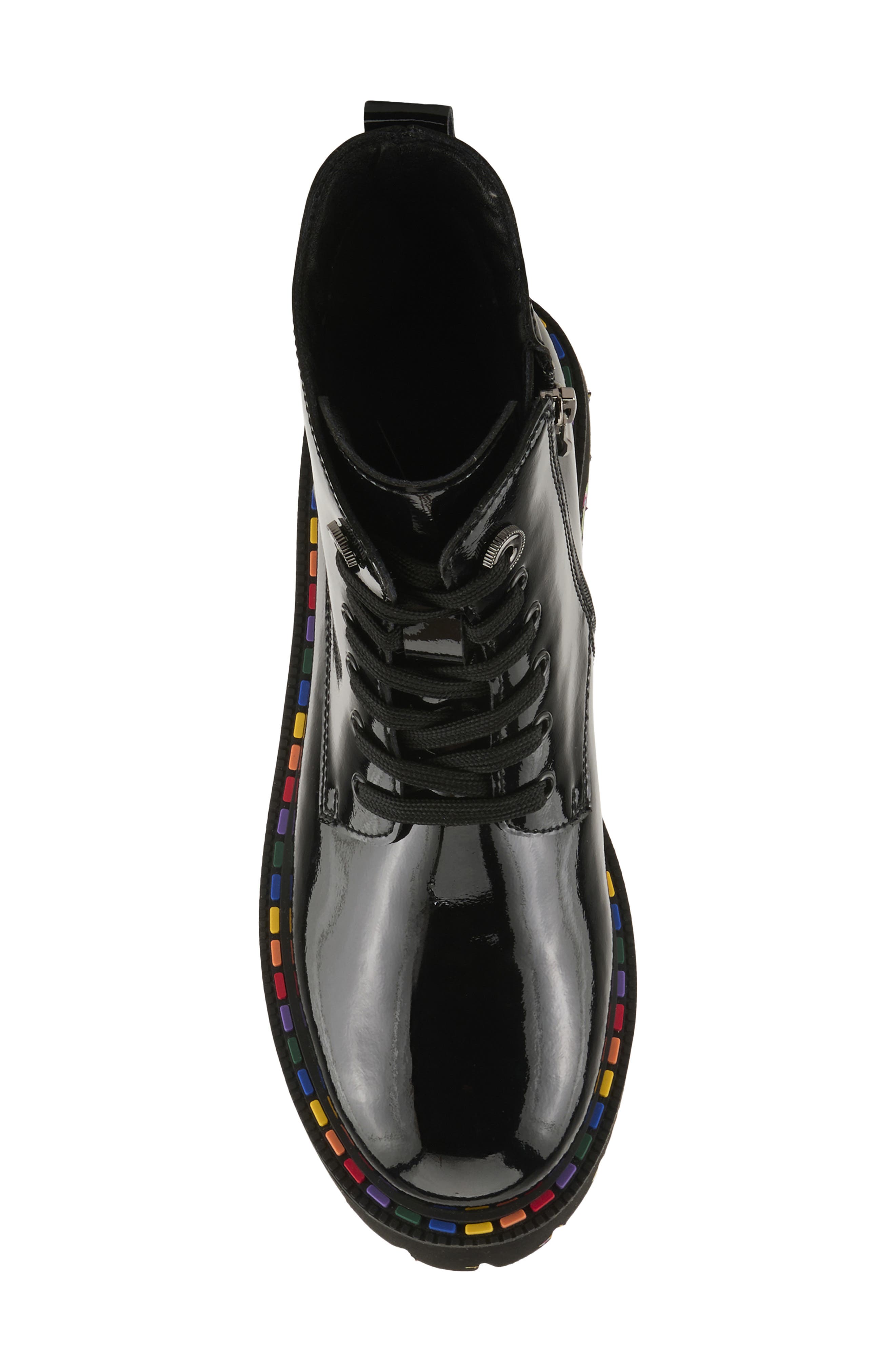 Spring Step Mistique Waterproof Combat Boot, Alternate, color, Black Patent