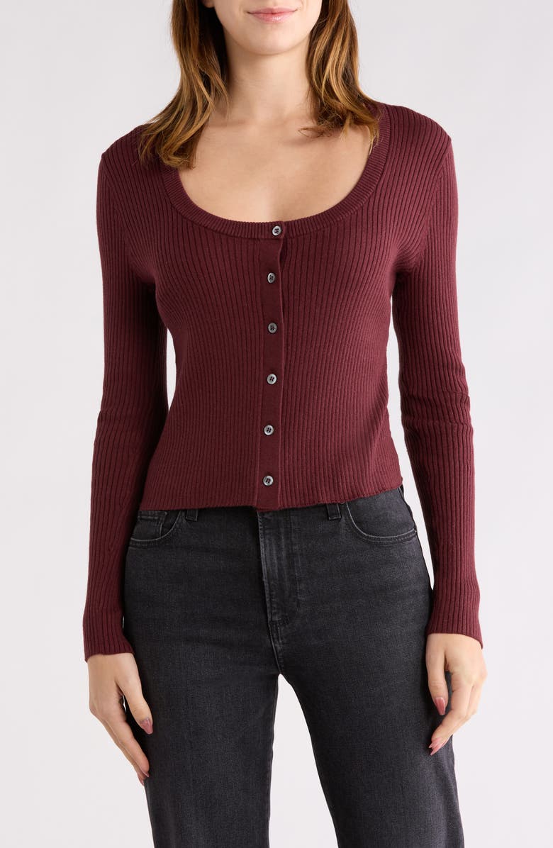 PAIGE Lima Organic Cotton Blend Cardigan, Main, color, Oxblood