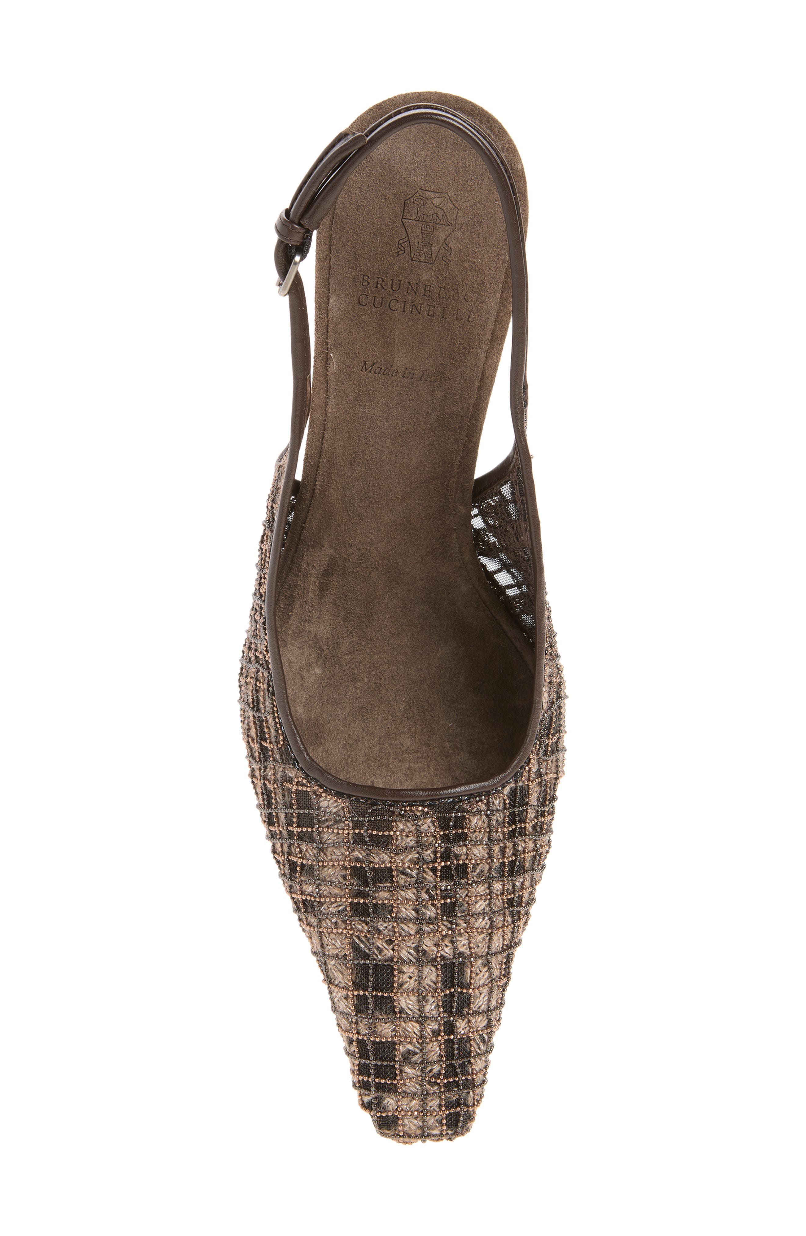 Monili Check Beaded Mesh Slingback Sandal, Alternate, color, C8279 TESTA MORO