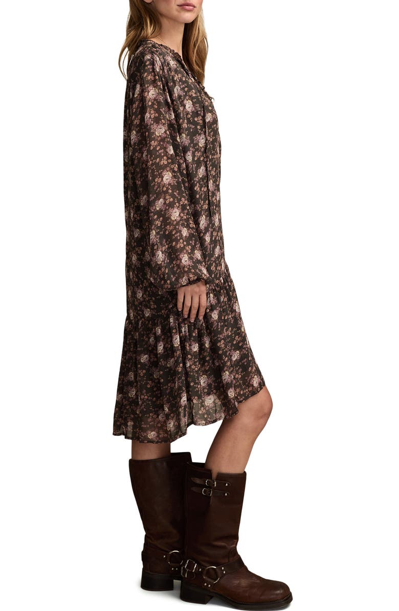 Lucky Brand Floral Long Sleeve Dress, Alternate, color, Black Multi