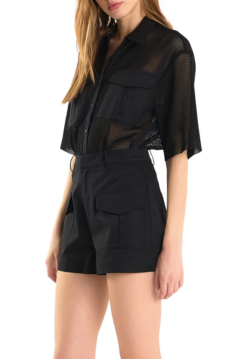 Pocket Mesh Shirt, Alternate, color, BLACK